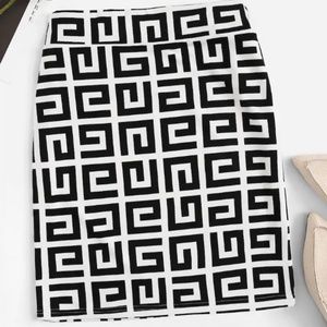 Greek Fret Print Skirt